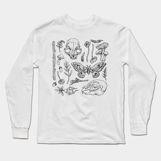 Witchcraft II - black line Long Sleeve T-Shirt by Lorraine Rabbit